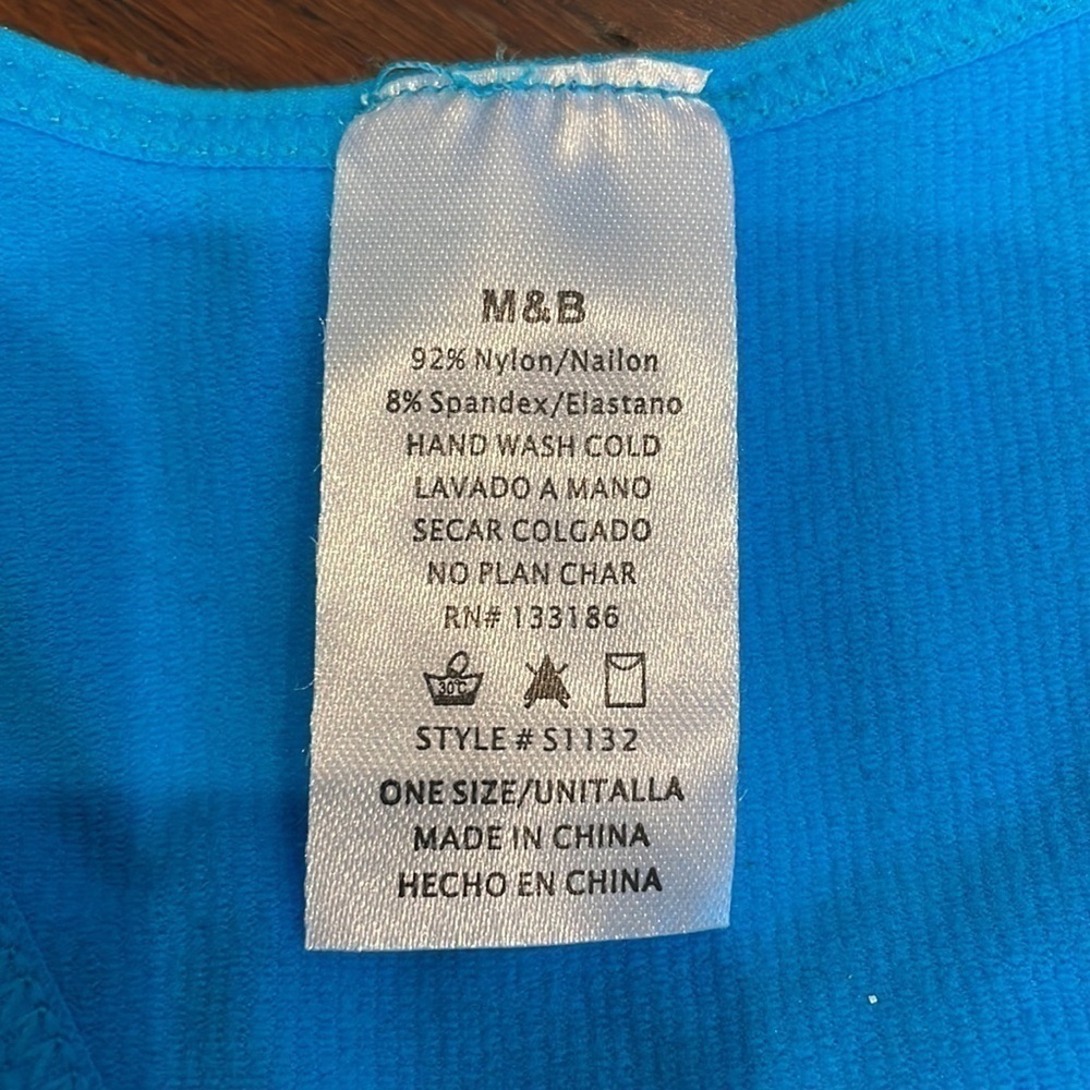 M&B Blue Ribbed Sleeveless Racerback Tank Top One Size - Picture 4 of 4
